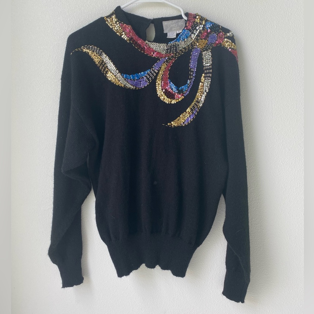 Vintage Regency collection by Joyce beaded neckline black sweater